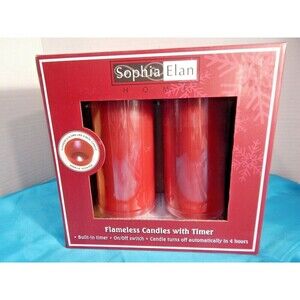 Flameless LED Candle Gift Set Red by Sophia Elan Home with Vanilla scented wax